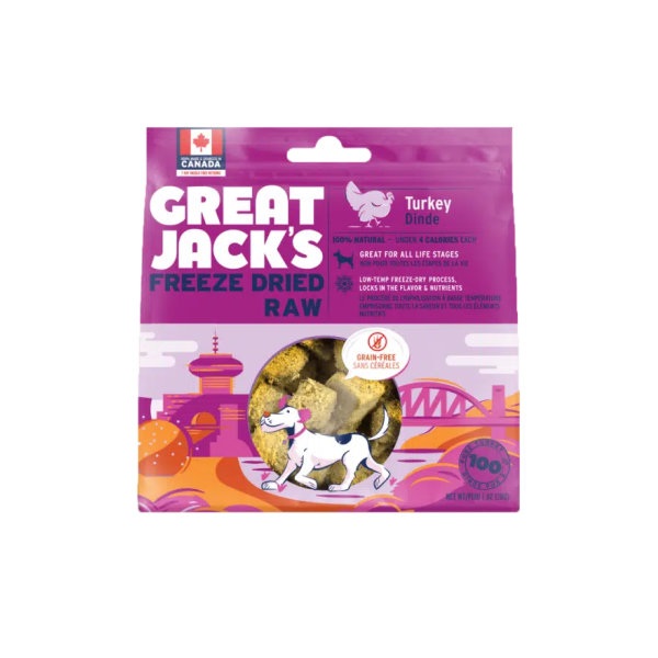 Great Jack’s Freeze-Dried Turkey Dog Treats 28g