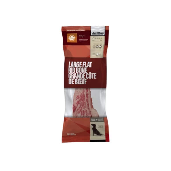 Big Country Raw Beef Flat Rib Bone Large Dog Treats (1 large Rib)