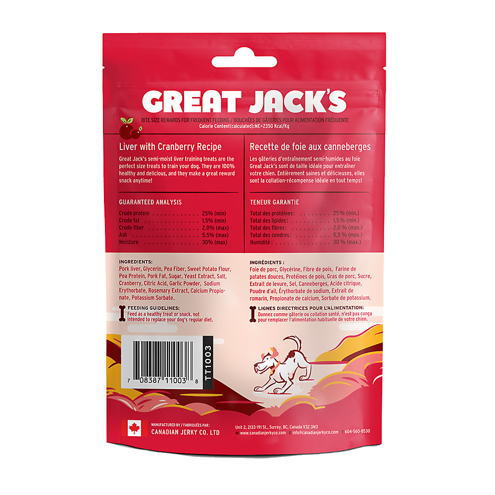 Great Jack's Dog Treats - Liver with Cranberry Recipe 56g