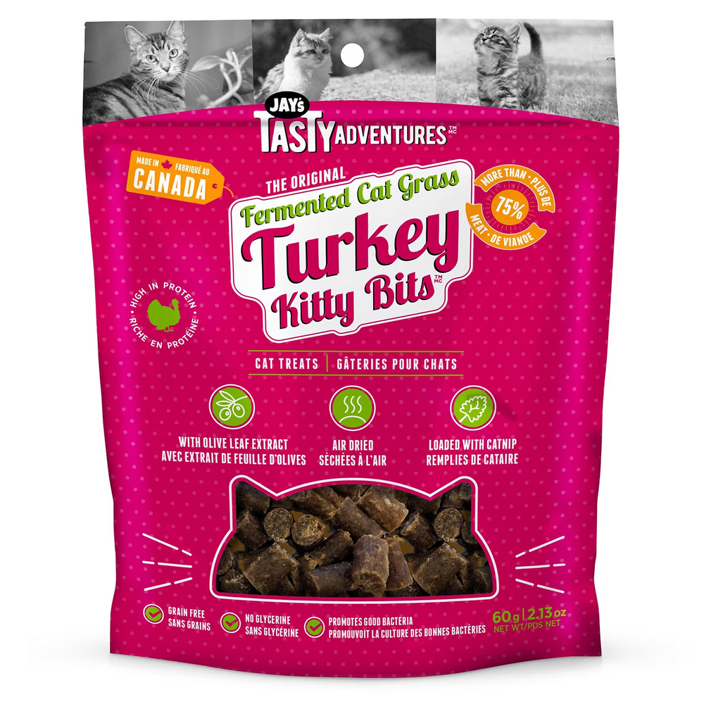 Jay's Tasty Adventures Fermented Cat Grass Turkey Kitty Bits 60g